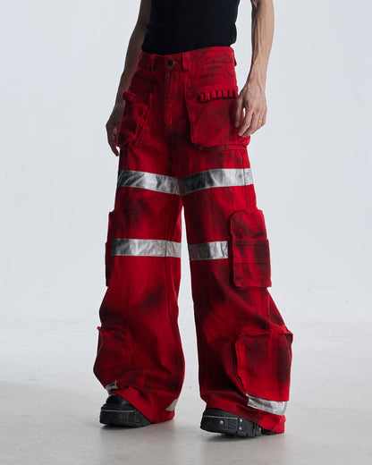 Reflective Distressed Denim Pants