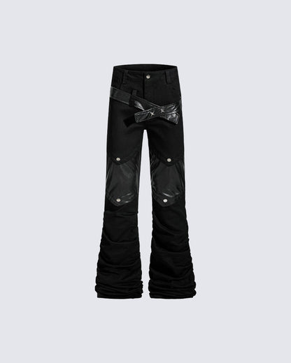 Retro Panel Stacked Cotton Pants