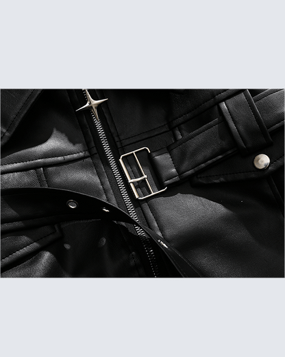 Heavy-Duty Deconstructed Studded Leather Jacket