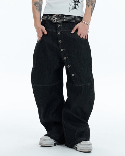 Vintage Multi-Button Denim Pants
