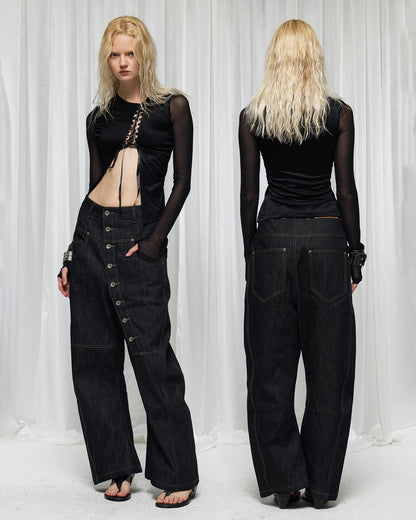 Vintage Multi-Button Denim Pants