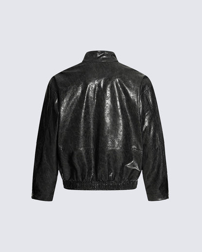 Old Money Style Boxy Vintage Biker Jacket