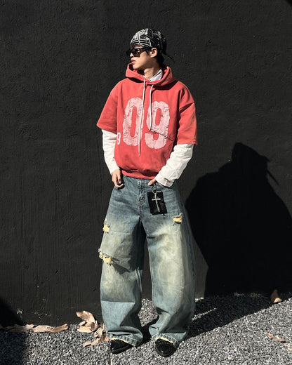 Layered Jersey Hoodie