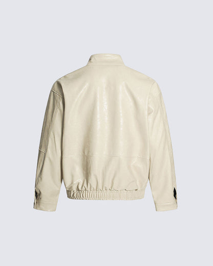 Old Money Style Boxy Vintage Biker Jacket