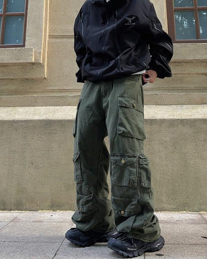 Multi-Pocket Straight-Leg Workwear Jeans