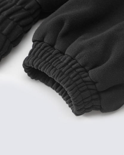 Black Wool-Blend Structured Zip-Up Jacket