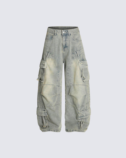 HighStreet Vibe Heavy Wash Multi-Pocket Denim Pants