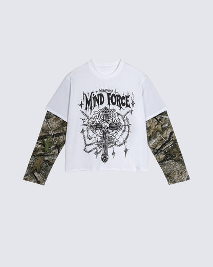Graphic Camo Sleeve Layered Tee