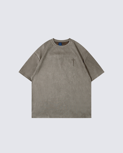 Minimalist Cross Embroidery T-shirt – Street-Inspired Casual Wear
