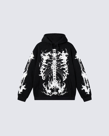Autumn Winter Gradient Skeleton Print Hoodie