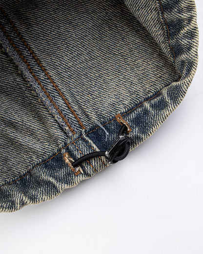 Washed Denim Multi-Pocket Cargo Pants