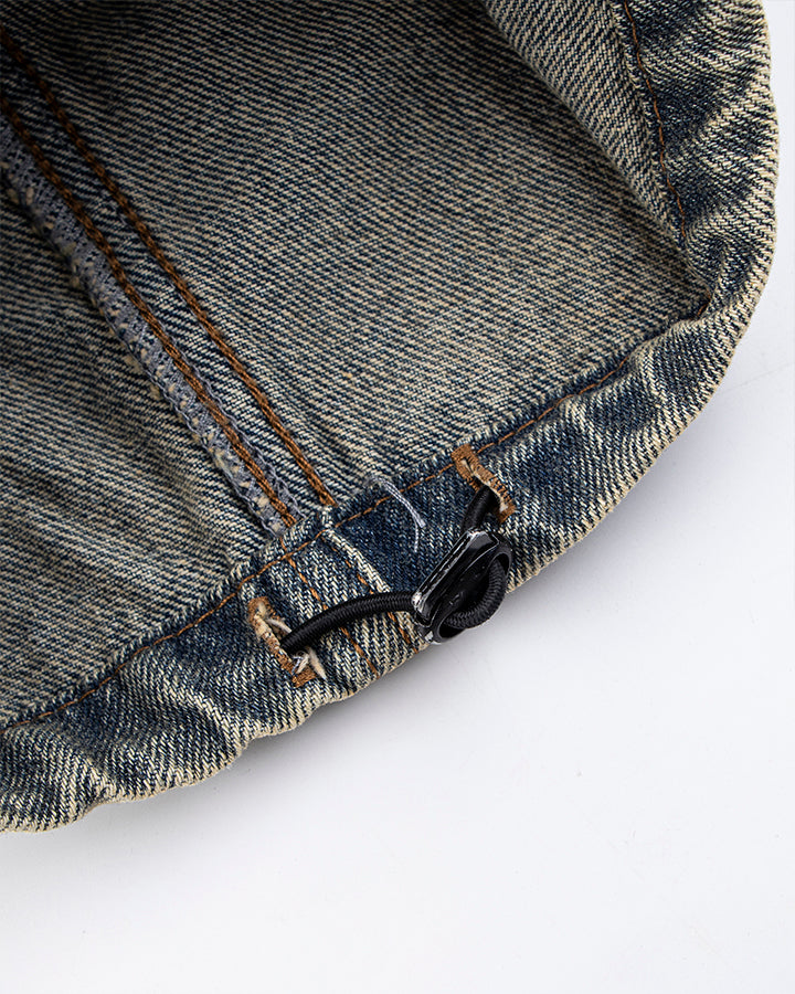 Washed Denim Multi-Pocket Cargo Pants