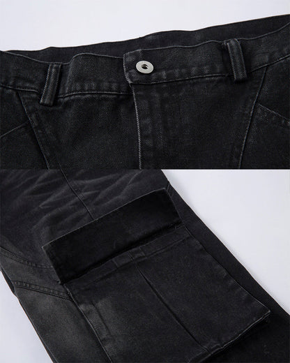 Deconstructed Washed Denim Pants
