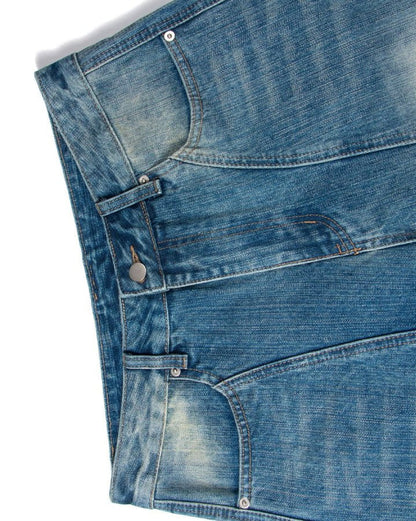 Washed Faded Curved Jeans
