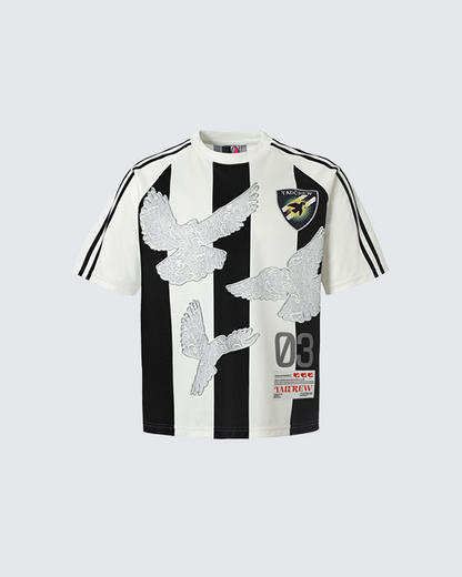 Bird Graphic Striped T-Shirt
