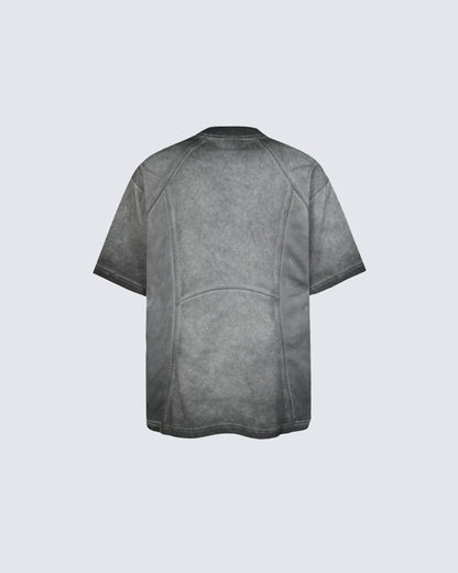 American Vintage Washed Panel Stitching Short Sleeve T-Shirt