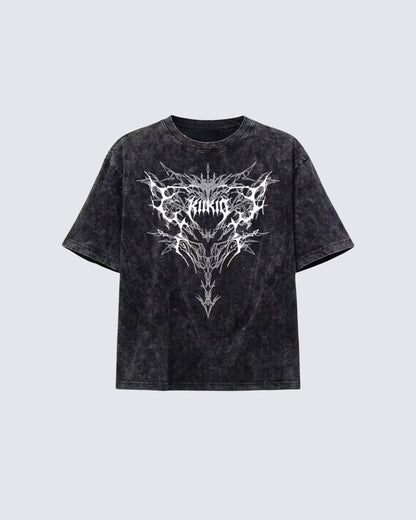Retro Personality  Washed Skull Print T-Shirt