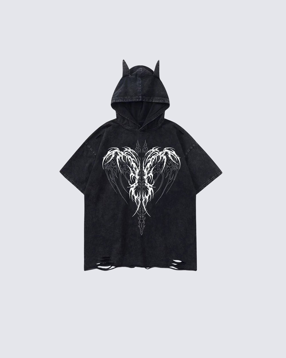 Vintage Washed Batwing Graphic Hoodie