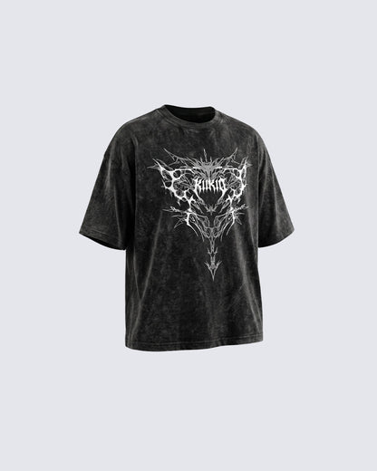 Retro Personality  Washed Skull Print T-Shirt