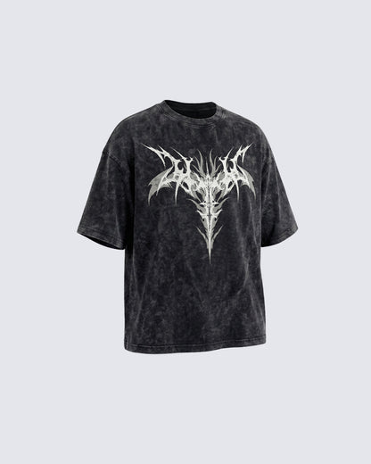 Vintage Bleach Wash Tribal Skull T-shirt