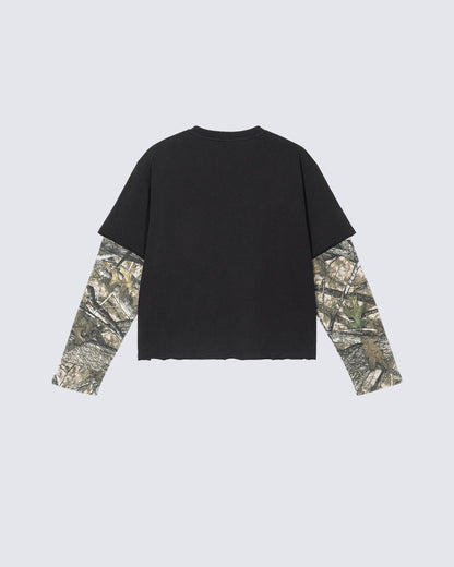 Graphic Camo Sleeve Layered Tee