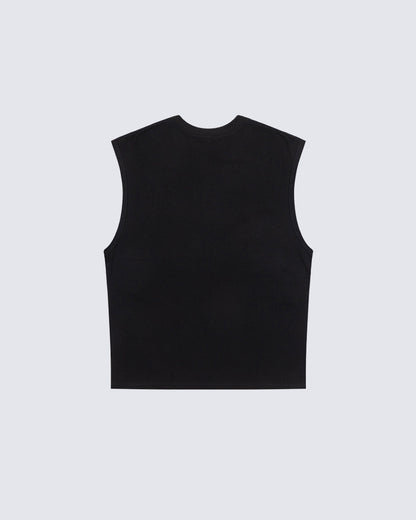 Vintage Washed Text Graphic Sleeveless Tee