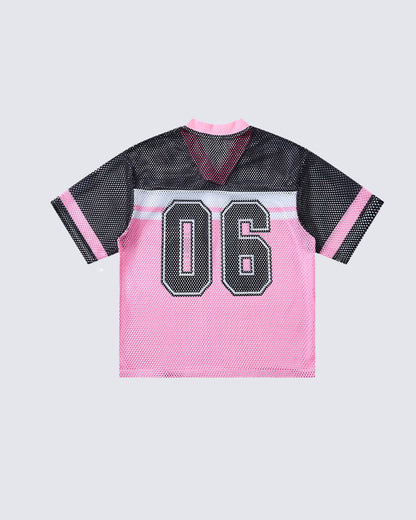 Colorblock Mesh Number 06 Football Jersey Tee