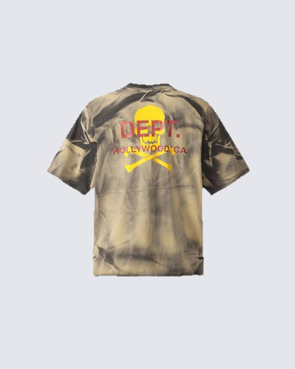 Vintage Washed Skull Graphic Pocket T-Shirt