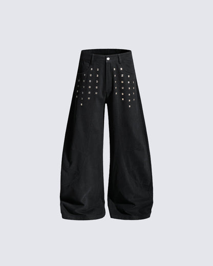 American Street Studded Wide-Leg Cargo Pants