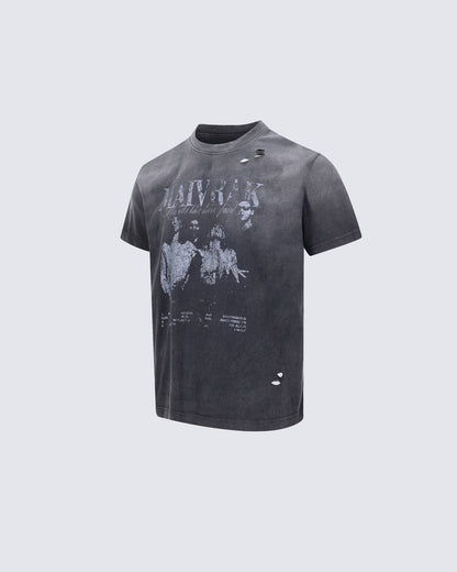 Vintage Washed Distressed Portrait Graphic Tee