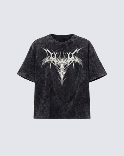 Vintage Bleach Wash Tribal Skull T-shirt