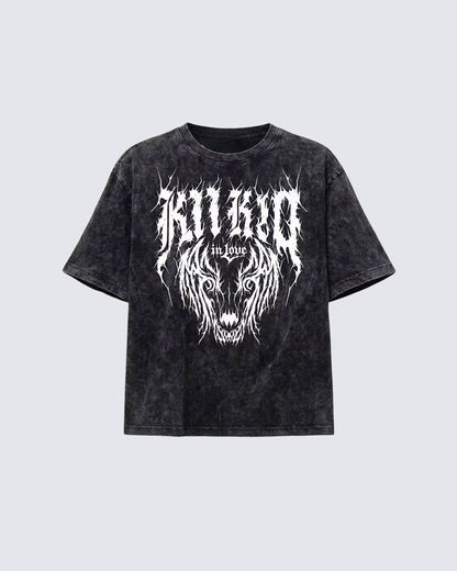 American Retro Distressed Skull Print T-Shirt