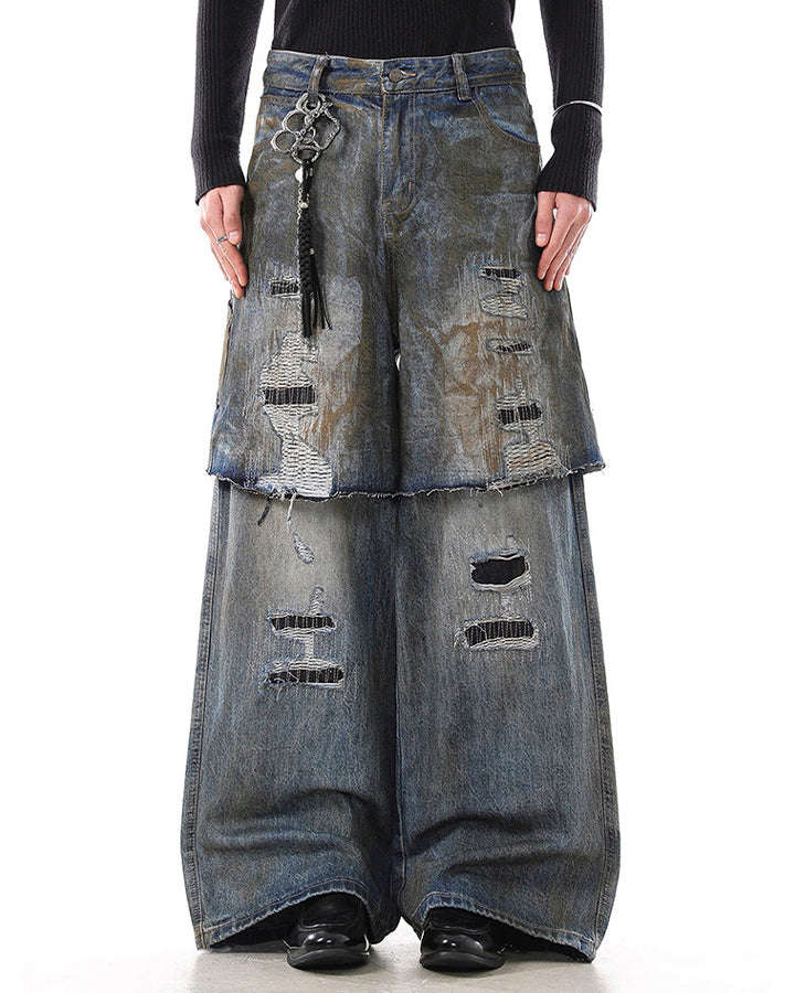 Vintage Split-Cut Denim Jeans