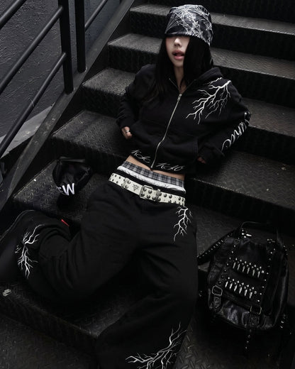 LIGHTNING Series | New Dark Hooded Zip Sweatshirt