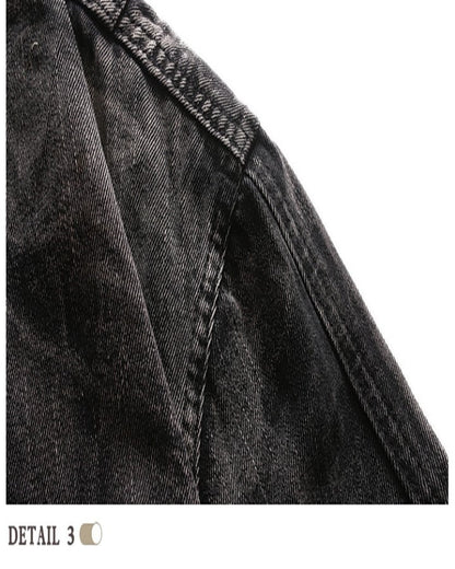 Vintage Black Denim Jacket with Distressed Detailing