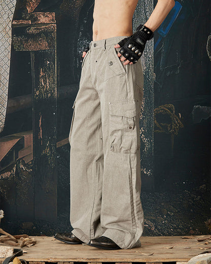 Side Drawstring Pleated Design Long Pants