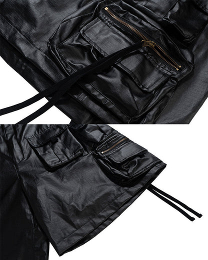 New Coated Zip Utility Cargo Shorts