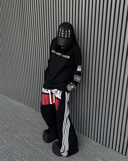 Double Waist Washed Side Stripe Sweatpants