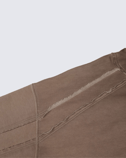 Paneled Stitch Line Zip-Up Hoodie