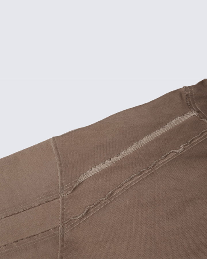 Paneled Stitch Line Zip-Up Hoodie