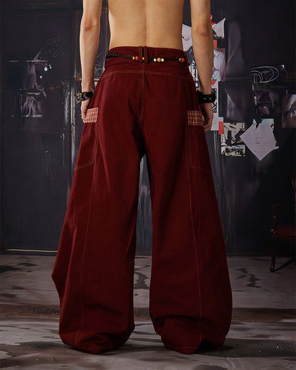 Deconstructed Double-Layer Panel Pants
