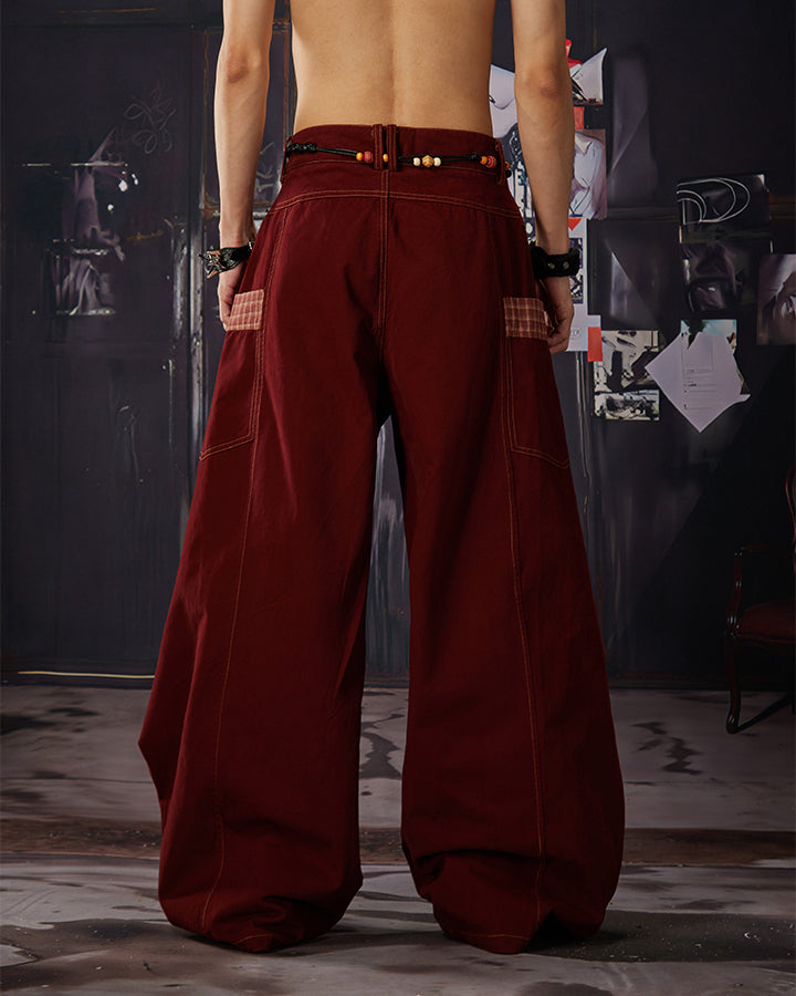 Deconstructed Double-Layer Panel Pants
