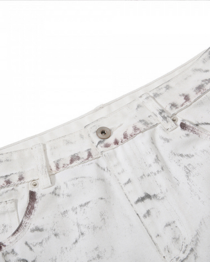 Distressed White Wide Leg Denim Pants
