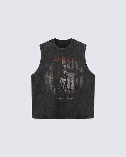 Graphic Sleeveless T-shirt with Skull Print