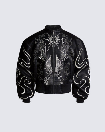 "Ascension Path" Embroidered Moto Jacket