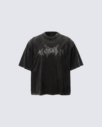 KIIKIO-Washed Vintage Graphic T-Shirt