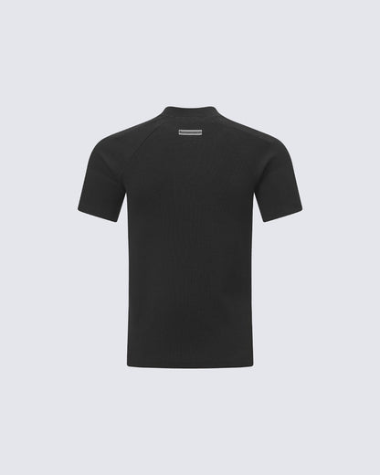 Logo Print Ribbed Knit T-Shirt