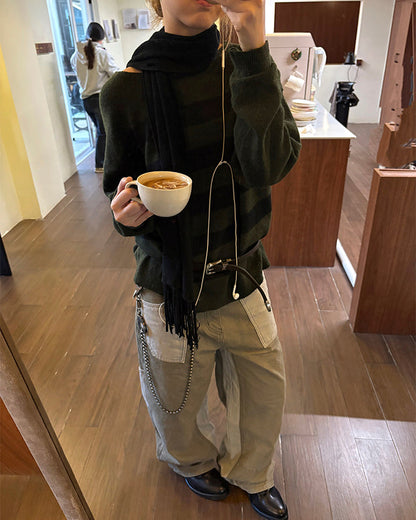 Vintage Chic Two-Tone Cargo Pants