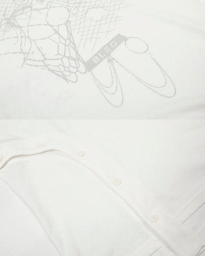 American Skeleton Texture Layered Long T-Shirt