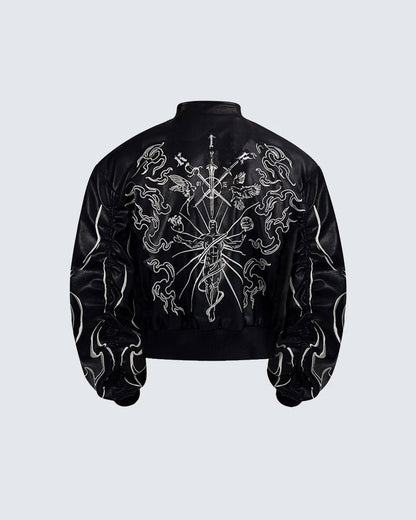 "Ascension Path" Embroidered Moto Jacket